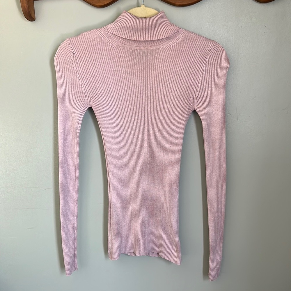 Express Pink Ribbed Fitted Turtleneck Sweater XS